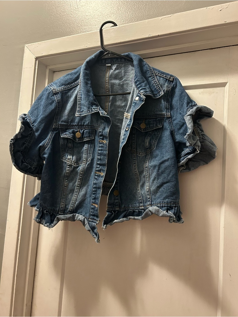 Womens Distressed Blue Denim Jacket